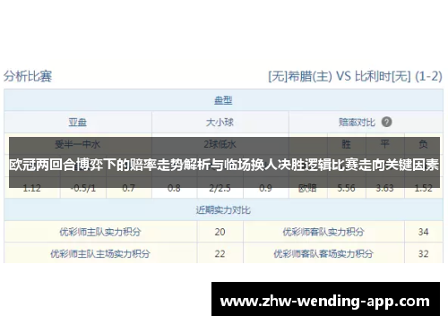 欧冠两回合博弈下的赔率走势解析与临场换人决胜逻辑比赛走向关键因素